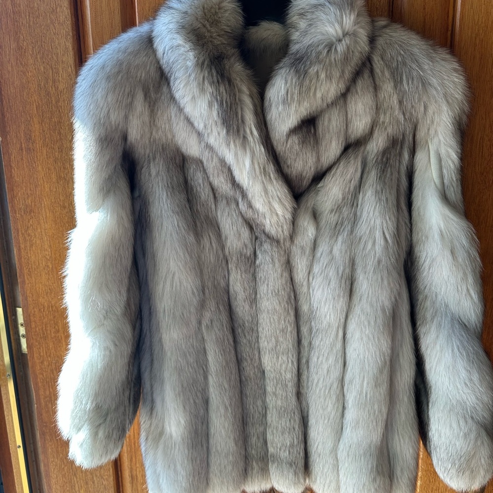 Natural blue fox fur coat